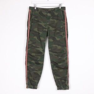 Sundry Green Camo Pants with Red Side Stripe